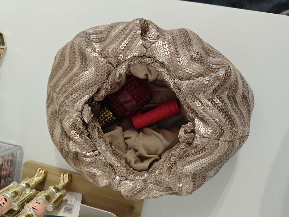 Сумка пельмень золота матове золото пайетки клатч золотиста сумочка