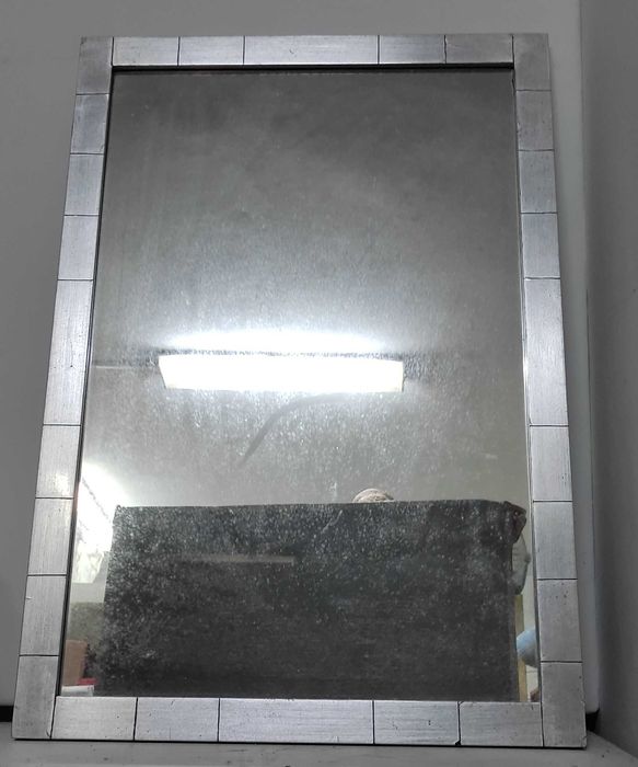 Moldura folha de prata envelhecida com espelho