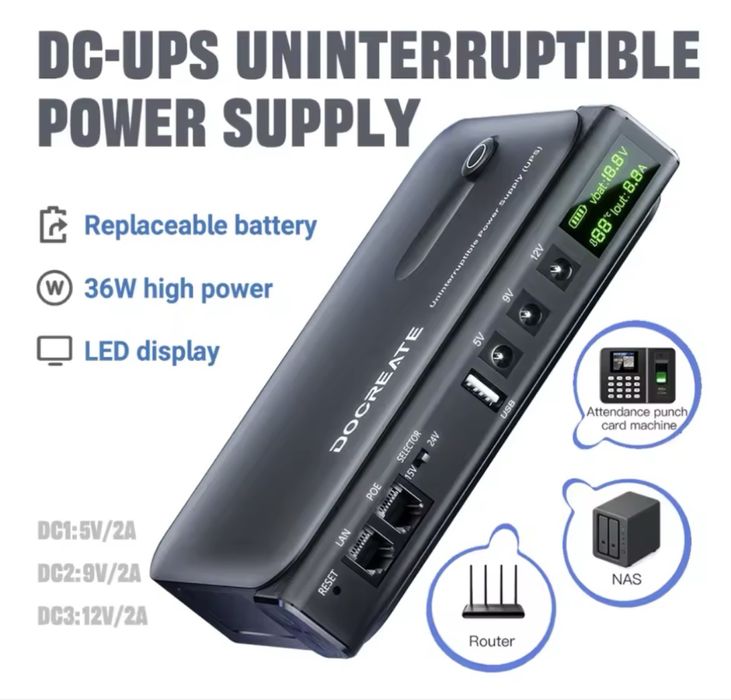 UPS, Mini- ДБЖ 24W, 36W, 18W для роутера, 13200mAh - безперебійник