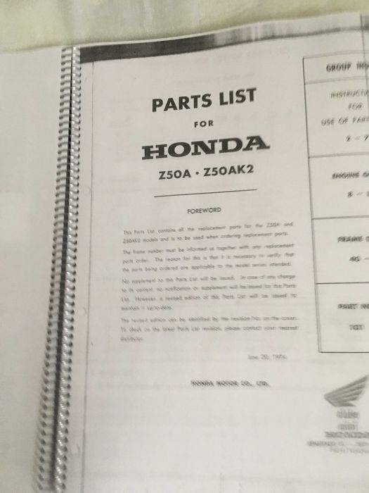 Honda Mini Trail Z50A Parts List (K0-K1-K2)