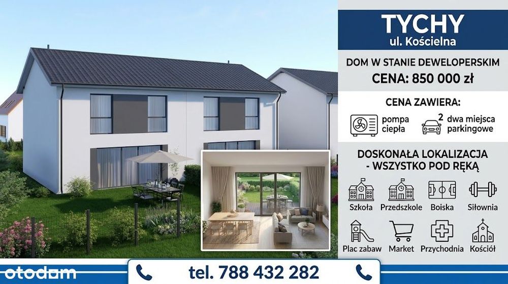 4 pokoje, 2 łazienki, stan deweloperski, działka 431 m2, bezpośrednio