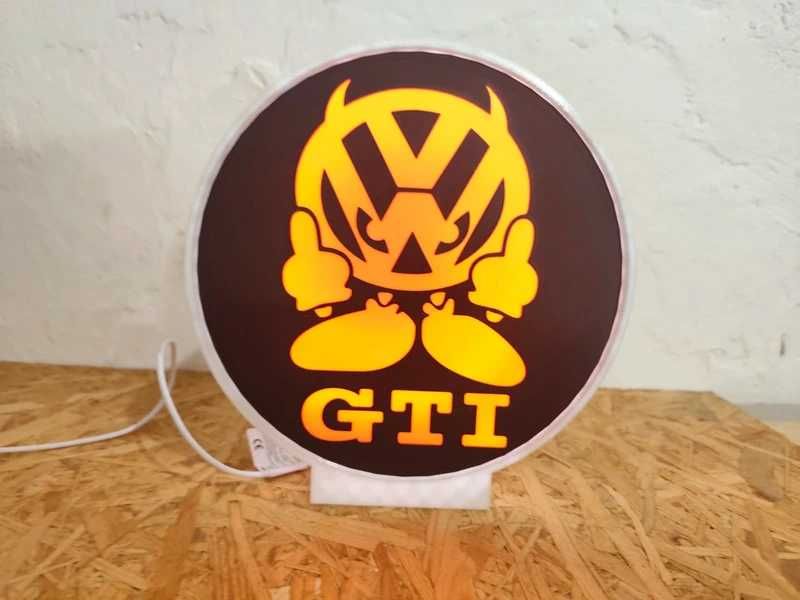 Lightbox luminaria decorativa VW Volkswagen GTI cx branca