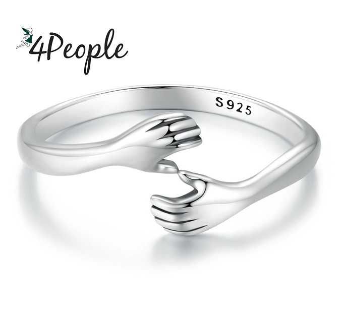 Pierścionek srebrny dłonie 925 damski na prezent regulowany rozmiar