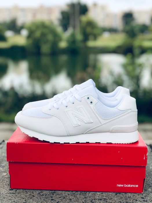 New Balance 574 all white кроссовки мужские нью беланс 574 белые
