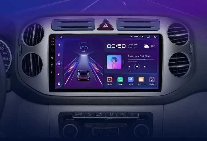 VW Tiguan 2006–2016 – Radio Android 15 9" CarPlay Android Auto 6GB/128GB GPS Nawigacja Stacja Multimedialna WiFi Bluetooth DSP 4G LTE PL