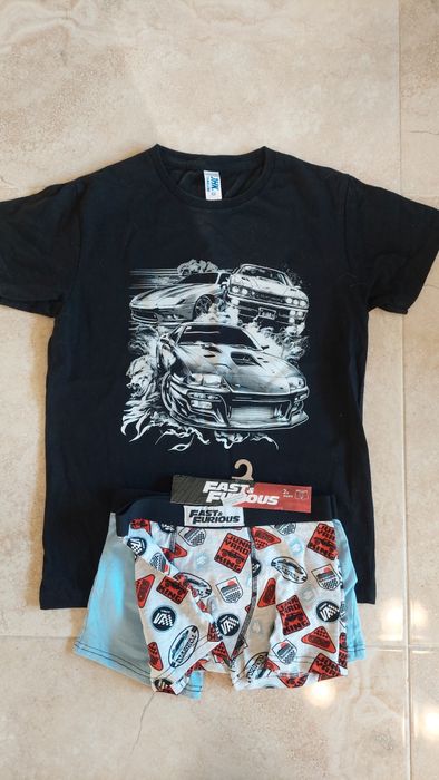 T-shirt czarny moto i bokserki Fast & furious szybcy i wściekli 10lat