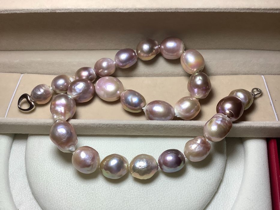 Ogromne perły różowe fioletowe kolorowe naszyjnik