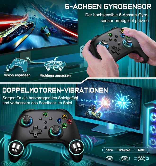 Kontroler ALEEMTRY Switch z joystickiem RGB, programowalnymi i synchronizowalnymi klawiszami