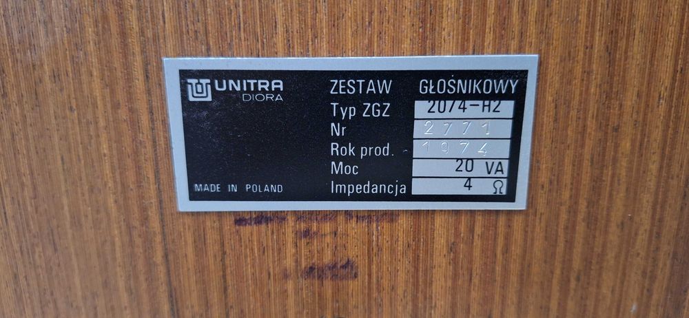 Kolumny Unitra ZGZ 20/4/H2 Idealne ! KOBALTOWE GŁOŚNIKI ! ORYGINAŁ !