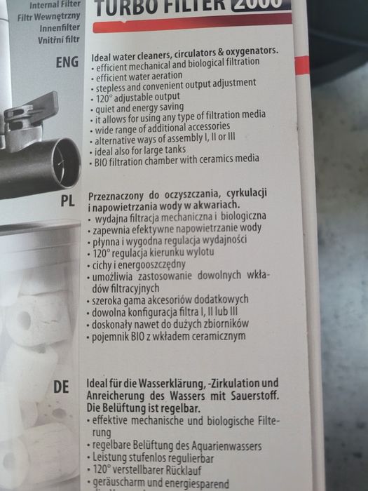 WYPRZEDAŻ! Filtr akwariowy Turbo filter 2000