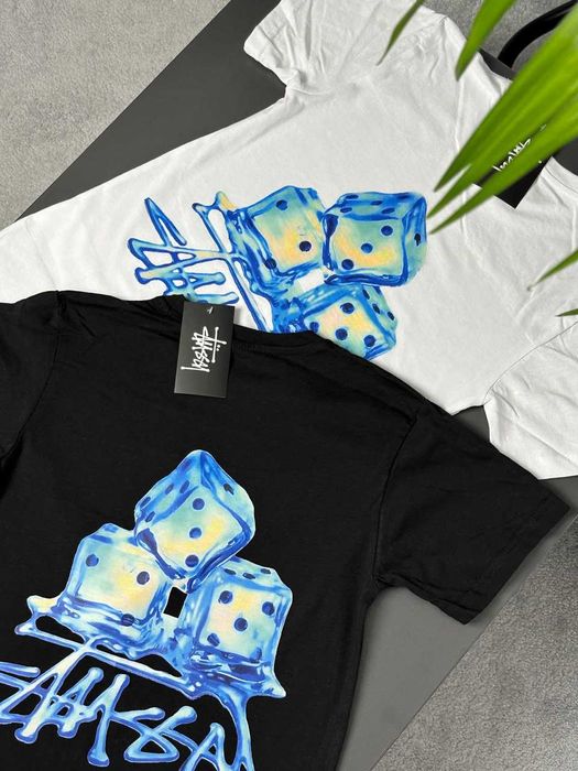 BIG Logo • Новые Футболки Stussy Hippo • Черная / Белая • Стусси Принт