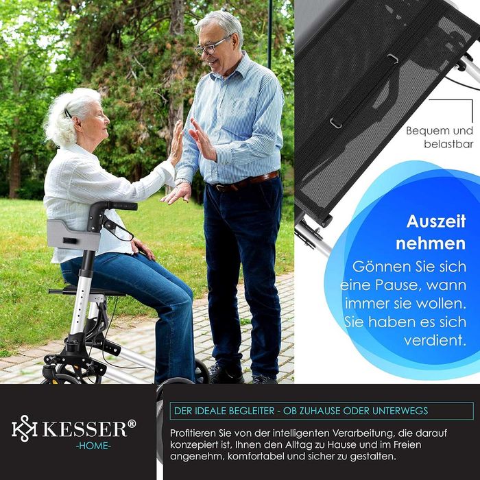 Aluminiowy chodzik, lekki,podróżny z wyposażeniem KESSER , Szary