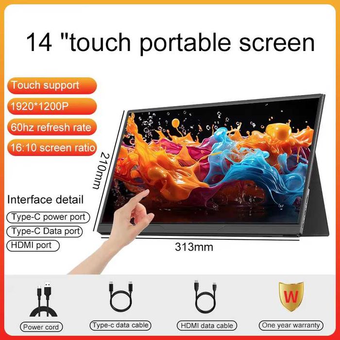 Сенсорний портативний монітор Lanlipu 14" (1920×1200, IPS, touch)