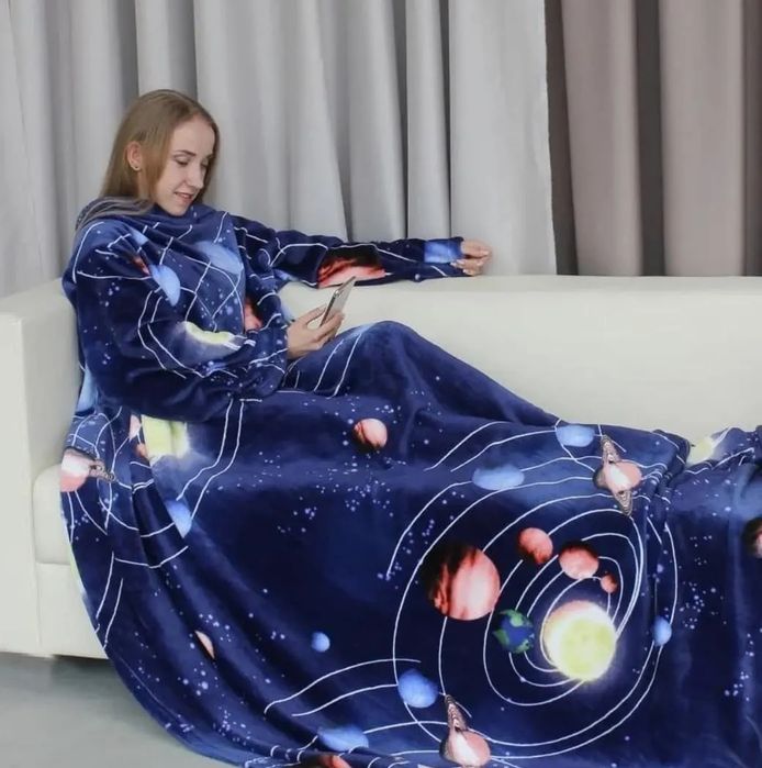 !!!Плед флисовый с рукавами и карманом на Подарок!