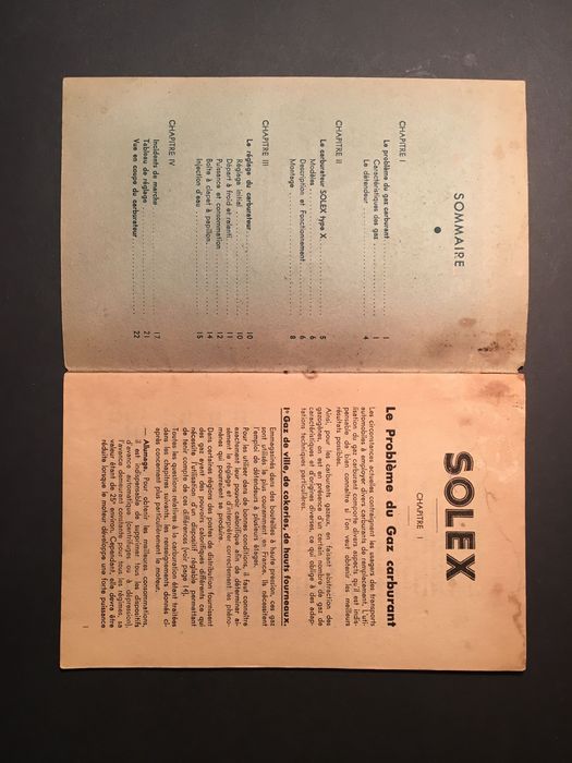 SOLEX - manual de instruções - carburateur type X gaz et essence