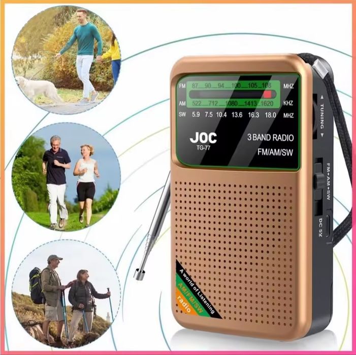 Радиоприемник карманный 3-диапазонный с аккумулятором JOC