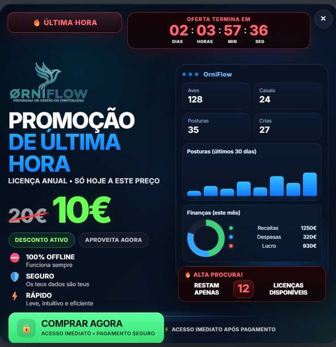 ORNIFLOW – Software Profissional para Criadores de Aves