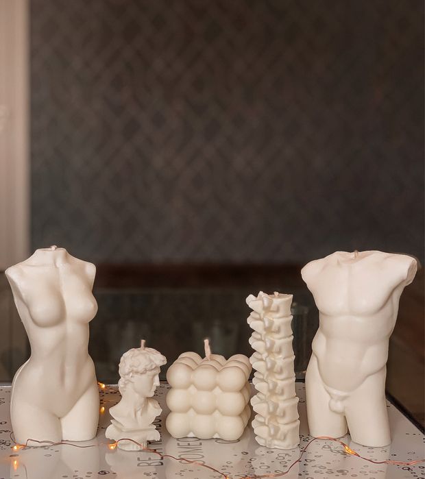 Свічки у формі тіла, свічка хребет, позвоночник, череп