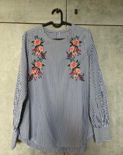 Koszula paski pasy kwiaty Zara floral piękna outlet bluzka wiosenna