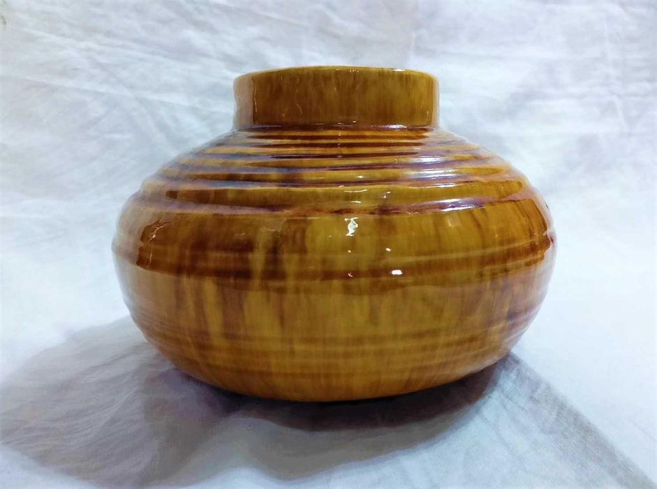 Vaso Vidrado Cerâmica Assinado RN