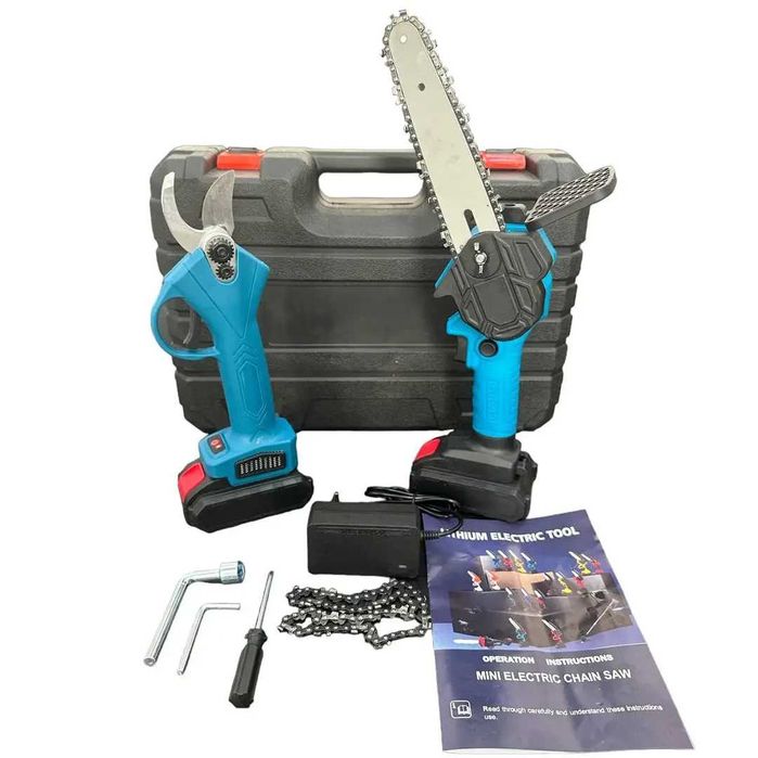 Набір 2в1 акумуляторна міні ланцюгова пила 6″ + секатор арт. 048