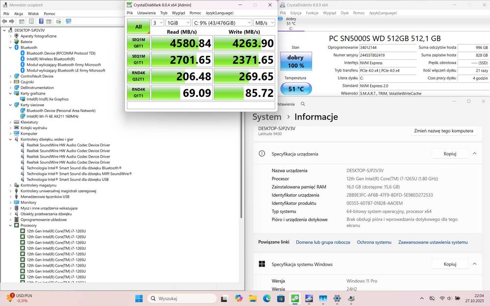 Laptop Dell Latitude 9430 i7-1265U / 16GB RAM / 512GB SSD M.2