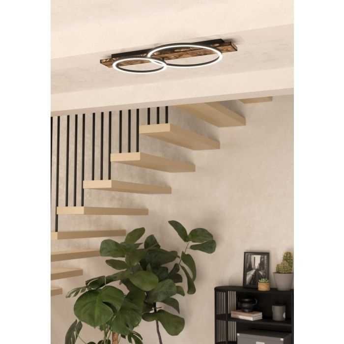 Lampa sufitowa LED rustykalna Eglo BOYAL 99408 na drewnie, 40 x 78 CM