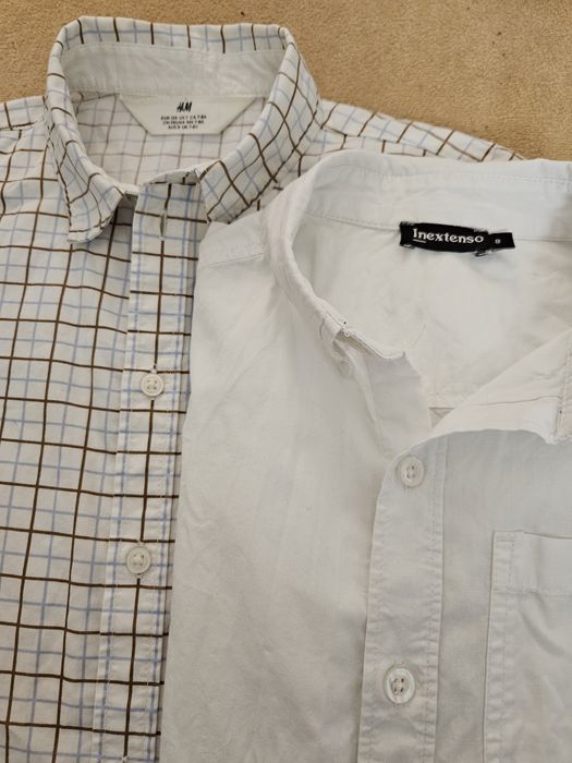 Zestaw koszul, w kratke h&m r. 128 i cala biała