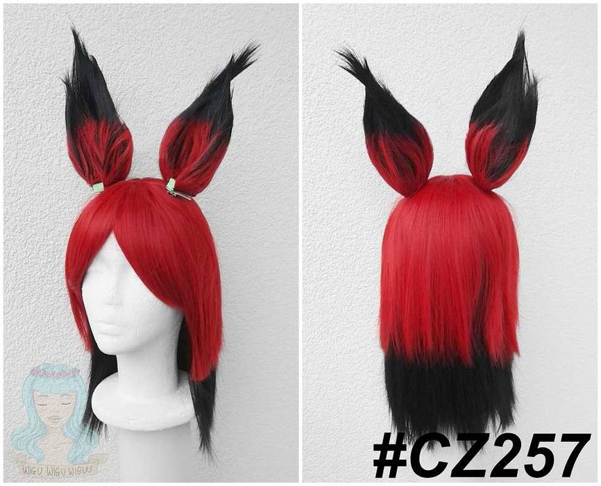 Czerwona peruka z uszami cosplay czerwony wig Alastor Hazbin Hotel