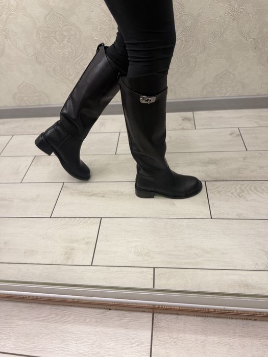 Високі сапоги труби натуральна шкіра 39-25,5см