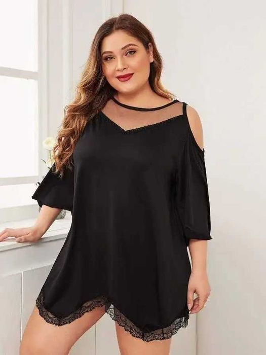 Сексуальна  жіноча туніка  міні Чорний L