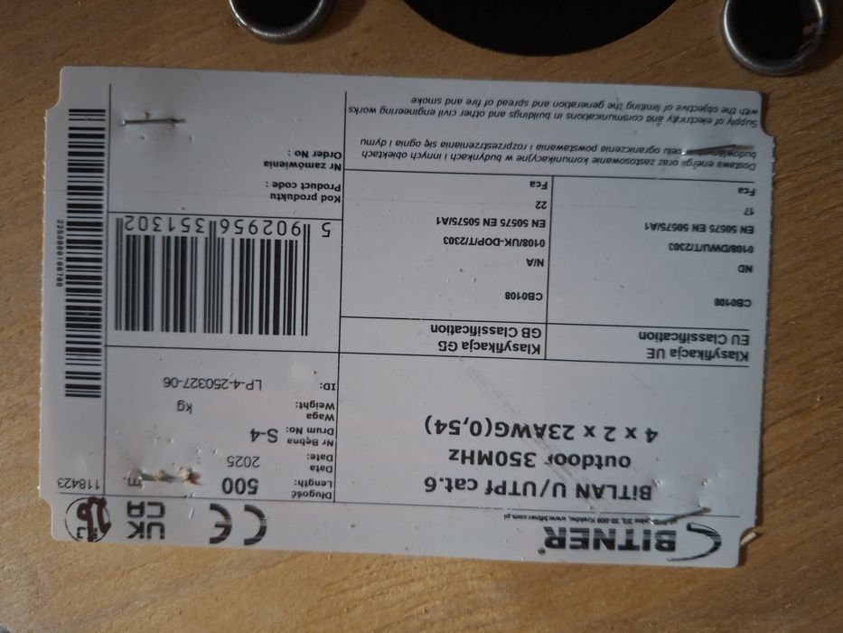 Kabel skretka internetowa utp 6e ziemna zelowana