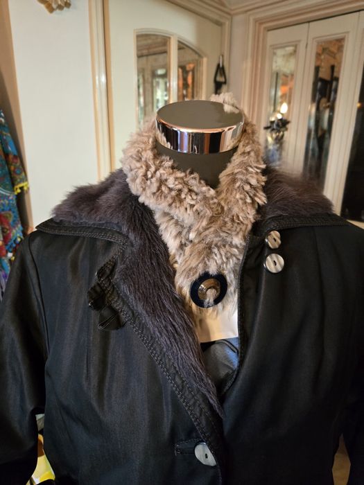 Casaco longo inverno com pelo sintético