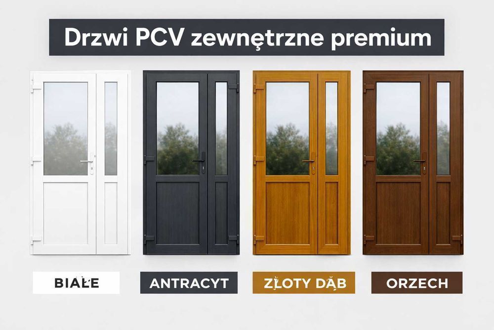 Drzwi zewnętrzne PCV dwuskrzydłowe 140x210 białe TRANSPORT CAŁA POLSKA