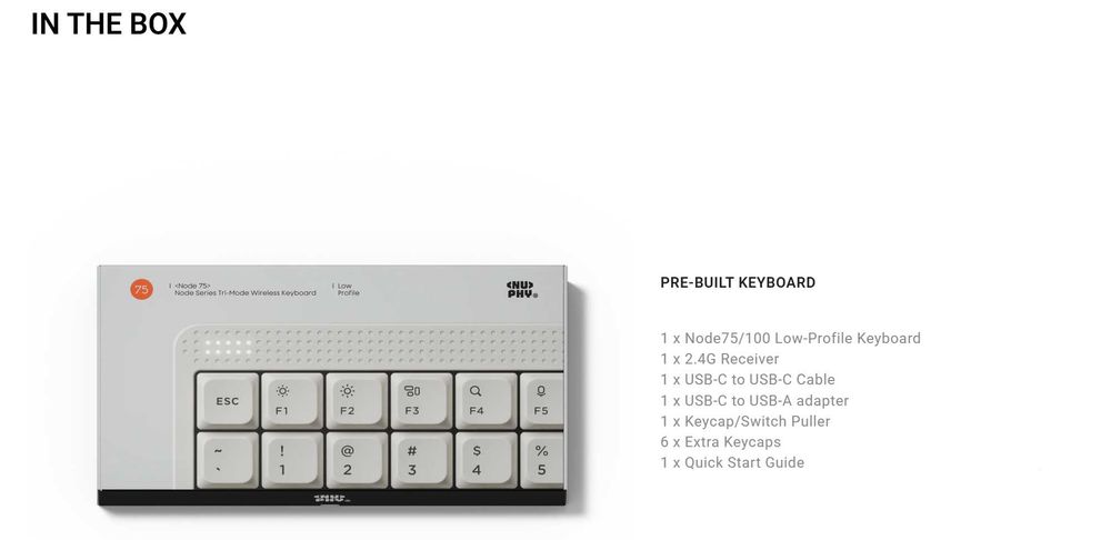 Бездротова механічна клавіатура NuPhy Node 75 low-profile, Ink Gray