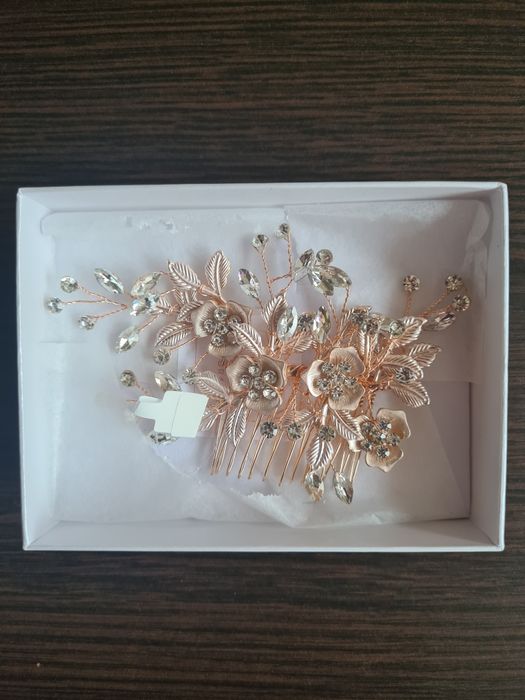 Grzebyk ślubny do włosów Rose Gold