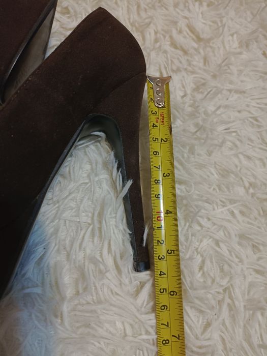 Туфлі модель лабутени високі підбори коричневі під замшу