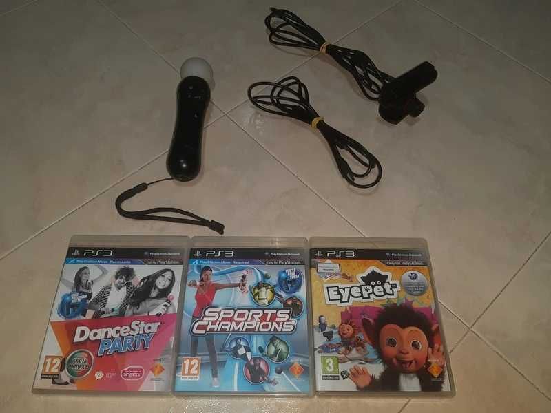 Kit PS3 Move – Comando + Câmara + 3 Jogos