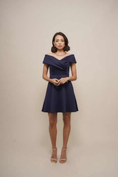 Wal G 42 Xl Granatowa Sukienka Petite Amber Off Shoulder D2349