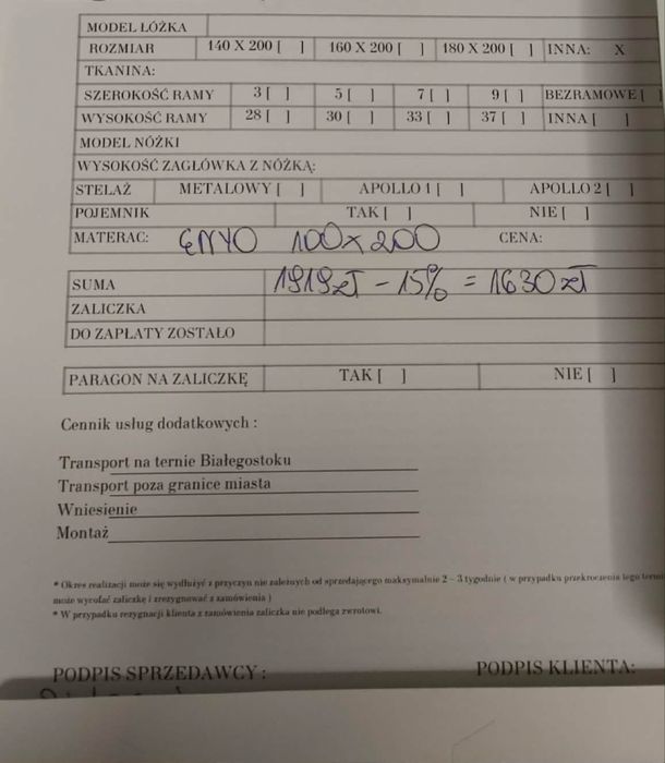 Materac Janpol fabryka materacy (jak nowy)