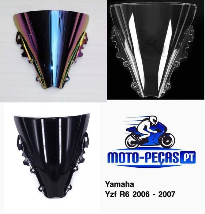 viseira nova yamaha yzf R6 ano 2006 ate 2007 vidro bolha