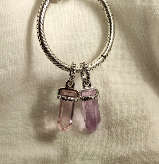 Nowy fioletowy kryształ charms do pandory moments zawieszka Pandora