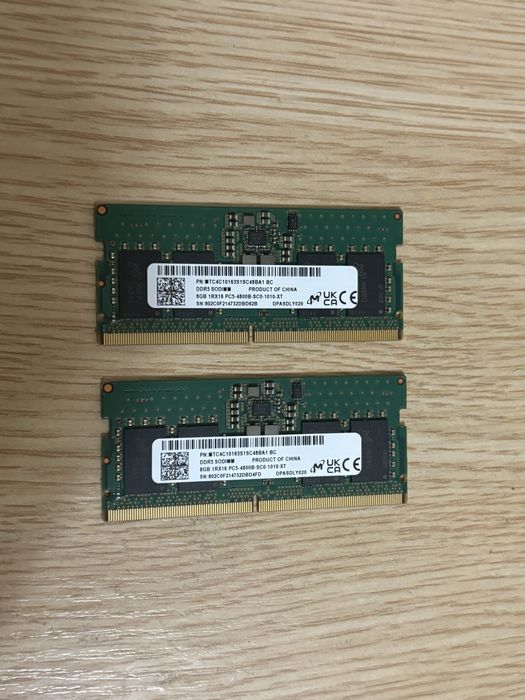 16GB (8x2) Оперативної пам’яті Crucial DDR5 SODIMM 4800 MHz