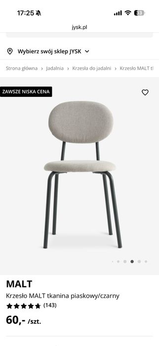 6 Krzeseł MALT jysk