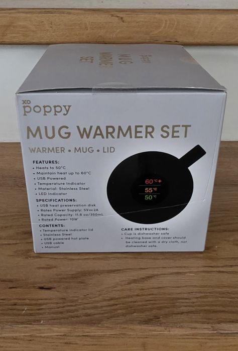 xo Poppy,Mug Warmer Set,kubek ze stali nierdzewnej z podgrzewaczem