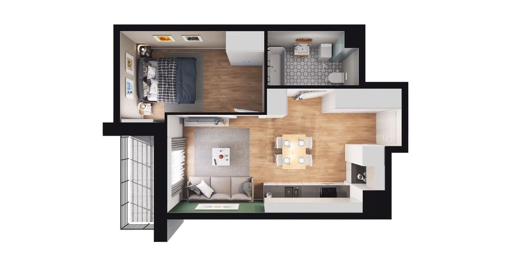 2-pokojowe mieszkanie 37 m² + balkon - Widok 3