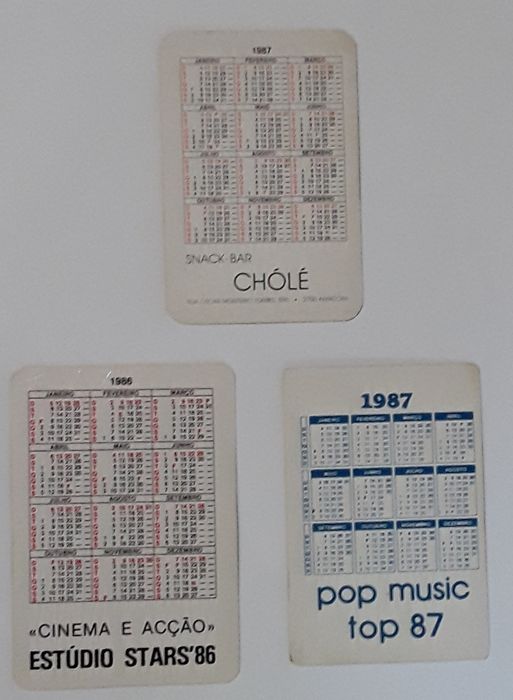 Calendários de bolso músicos / cantores, anos 80