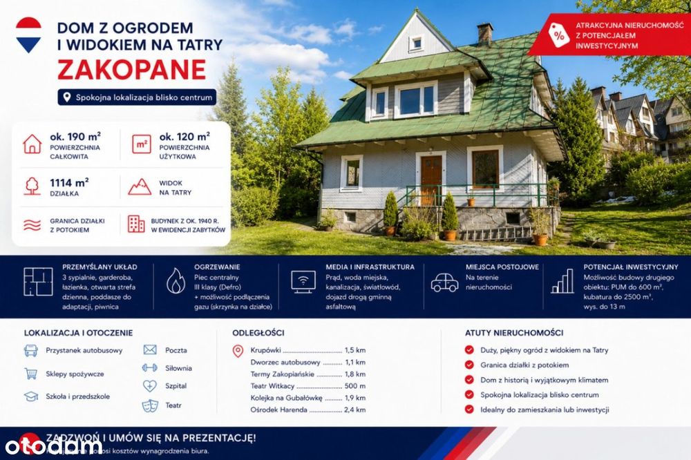 Dom z ogrodem i widokiem na Tatry | Zakopane