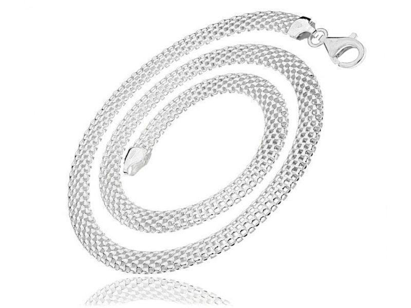 Elegancki Szeroki Naszyjnik Srebrny Bismarck 8Mm 42Cm Tub5N_42