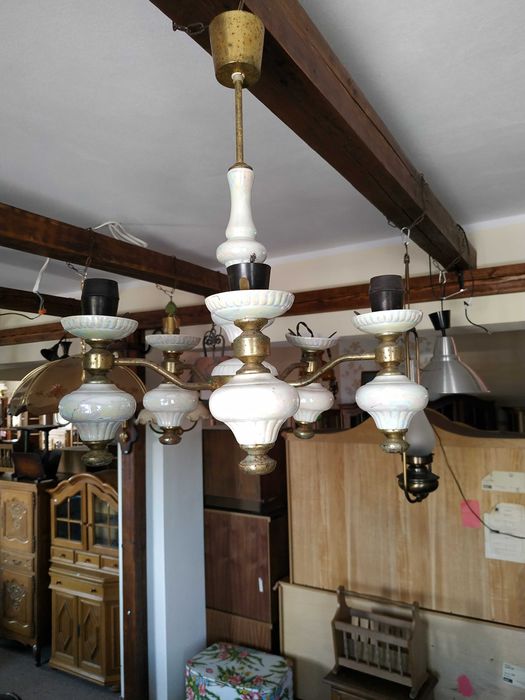 Żyrandol metal plus ceramika